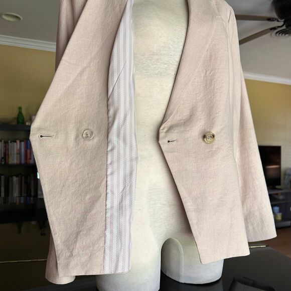 Katherine Barclay Beige Linen Blend Double Breasted Blazer XL - Picture 9 of 12